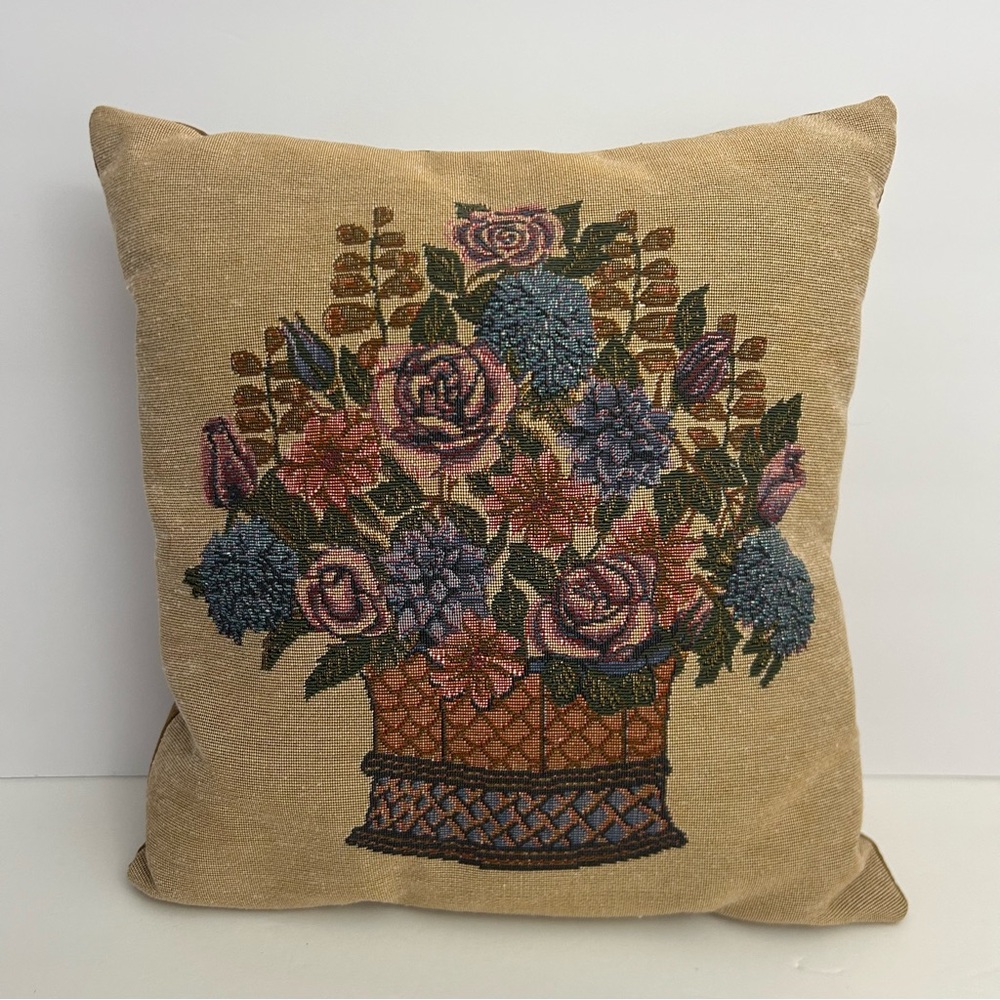 Floral tapestry throw rectange accent pillow